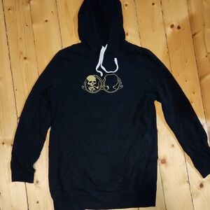 Men's Black Hoodie with Gold Skull Design